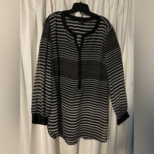 Jessica Simpson Sheer Monochrome Striped Top